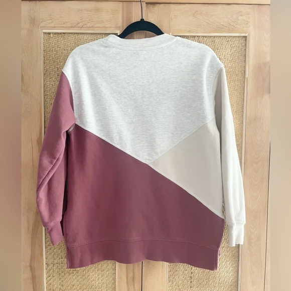 GreenTea Color Block Brick Tan Gray Side Split Sweatshirt Pullover Size Small - Picture 3 of 6